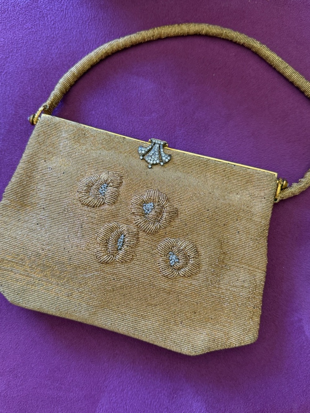Stunning vintage Rosenfeld made in France Gold Beaded Evening Bag New Condition - Picture 5 of 10